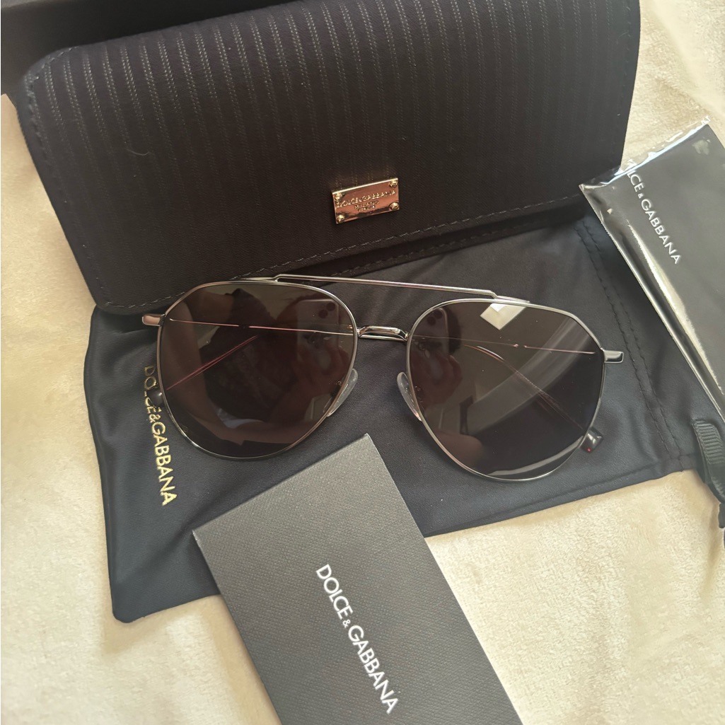 Dolce & Gabbana Silver And Black Aviator Sunglasses